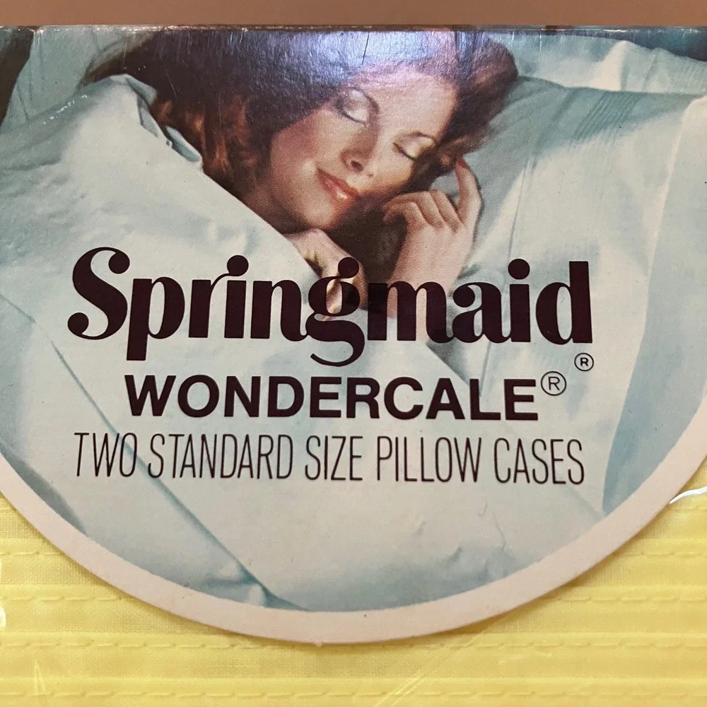 Vintage‎ Springmaid Wondercale Peignoir Pastels Yellow Pillowcases - 2 Standard